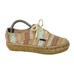 Gaimo Multicolor Woven Espadrille Platform Lace Up Shoes